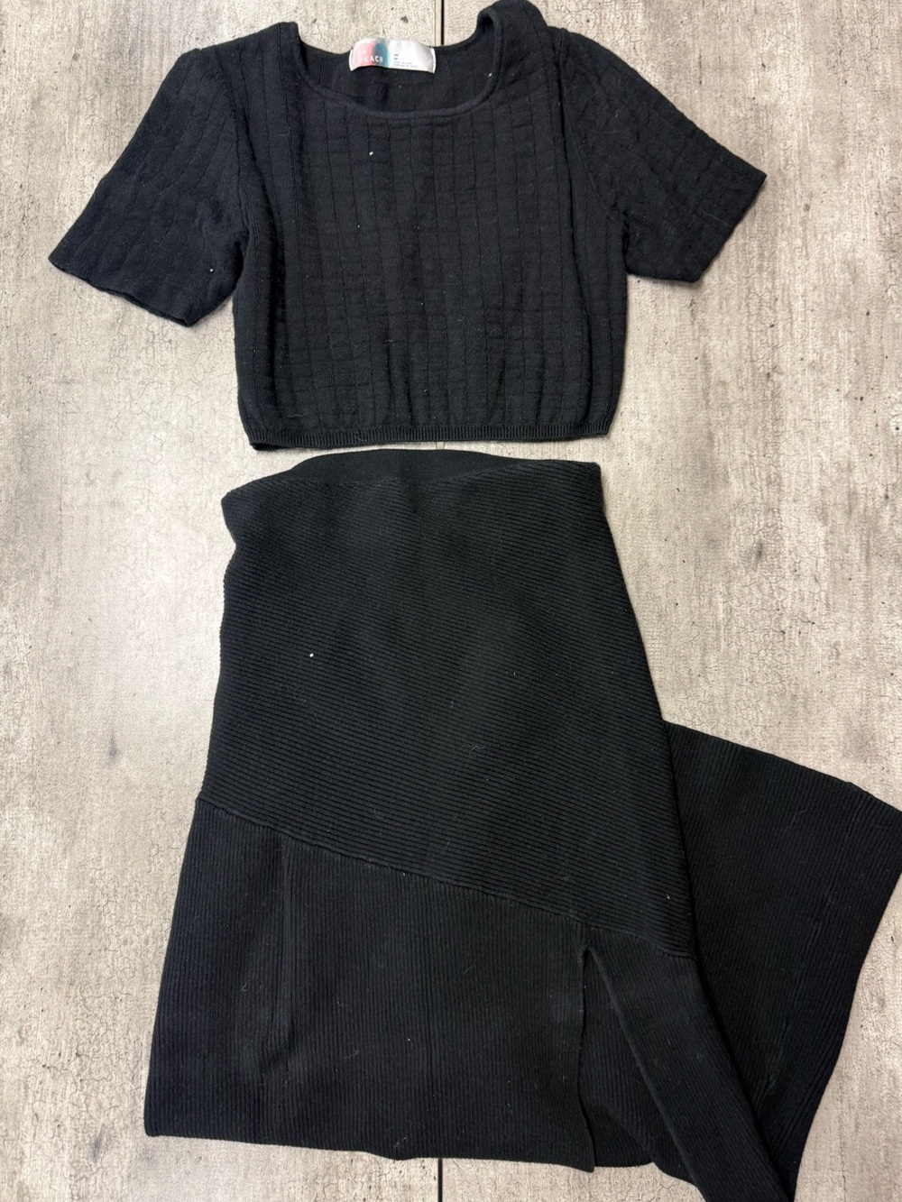 Free People Black Knit Two-Piece Set - Crop Top & Skirt